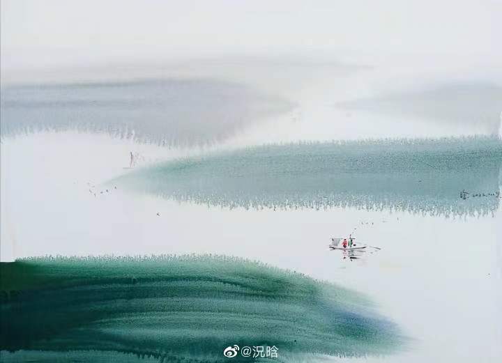 watercolor chinese countryside