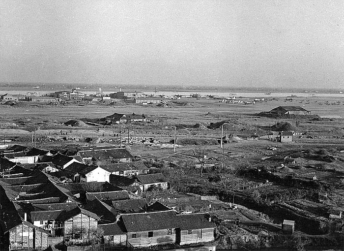 view of houses and air base