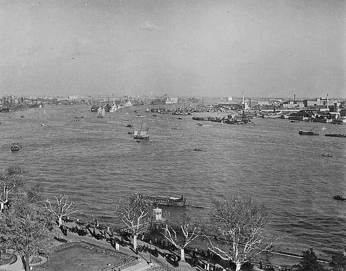 bund and huangpo river of shanghai in 1945