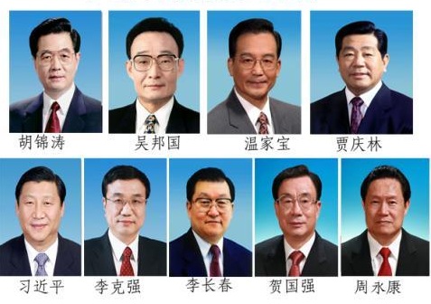 top chinese leaders, members of standing committee of political bureau of chinese communist party 17th national congress