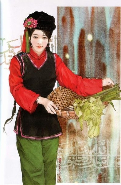 bonan women dress and accessory of china ethnic group