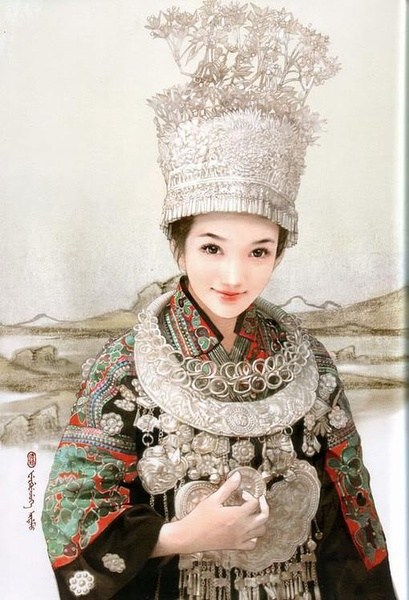 china ethnic miao woman dress and accessories